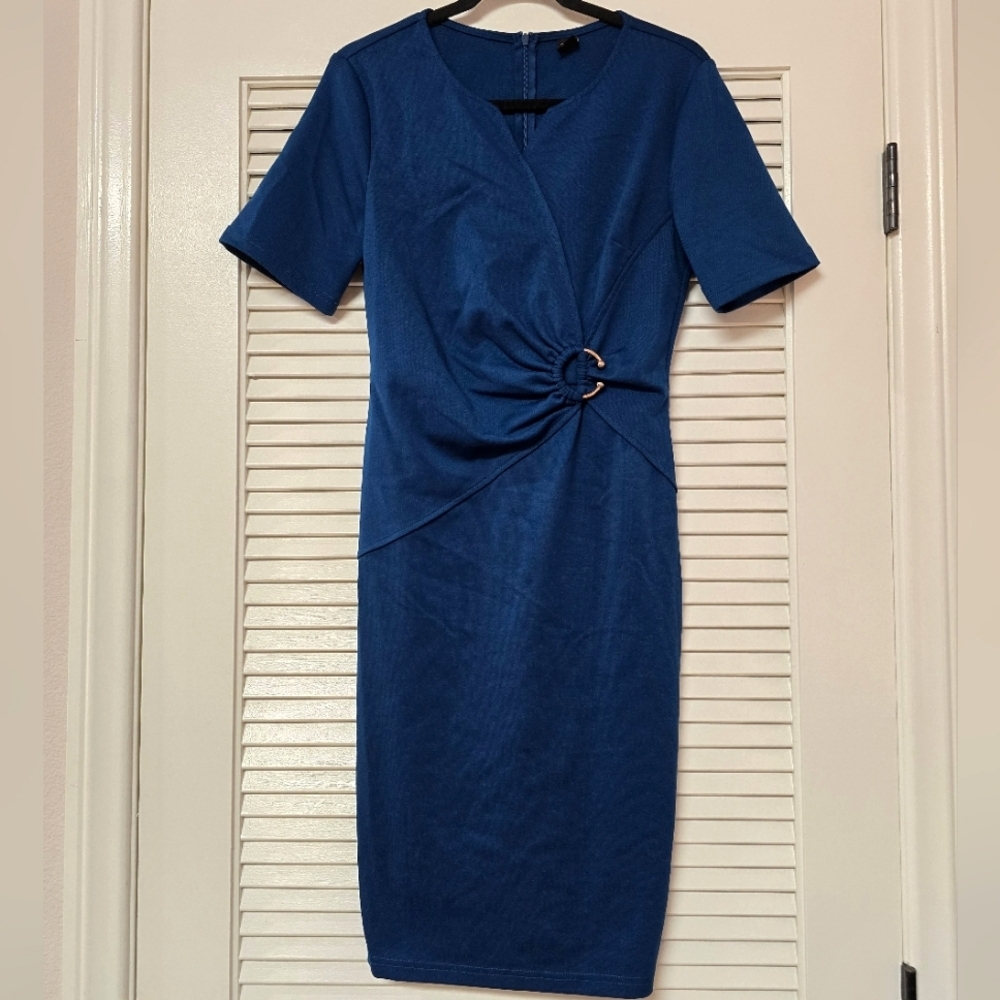 Vfshow Vfemage - Short-Sleeve Formal Business Casual Dress With Back Zipper